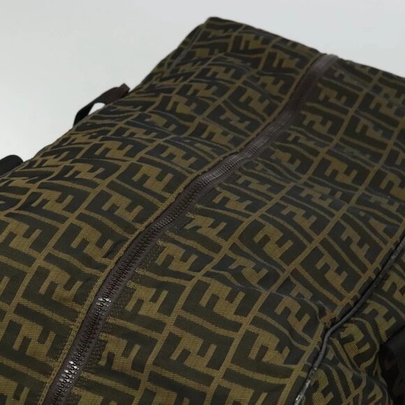 FENDI Zucca Canvas Boston Bag Brown Black Auth BA4042 - Picture 7 of 15